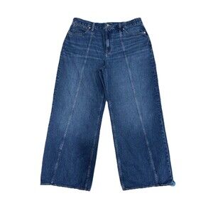 Madewell Womens Size 33 The Perfect Vintage Super Wide Leg Jeans Blue Denim